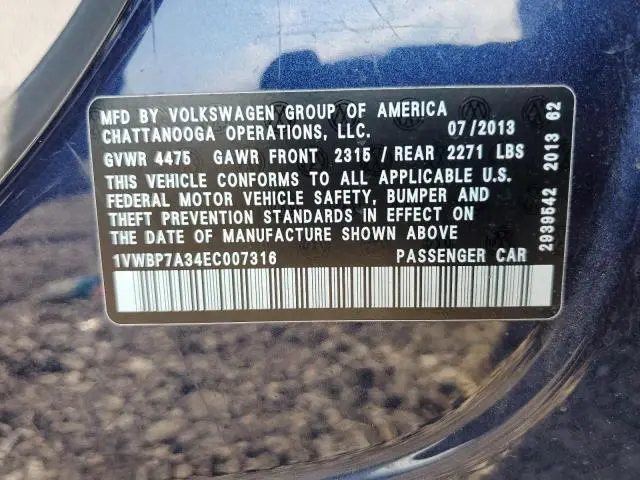 2014 VOLKSWAGEN PASSAT SE  