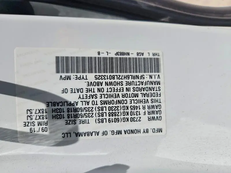 2020 HONDA ODYSSEY EXL  