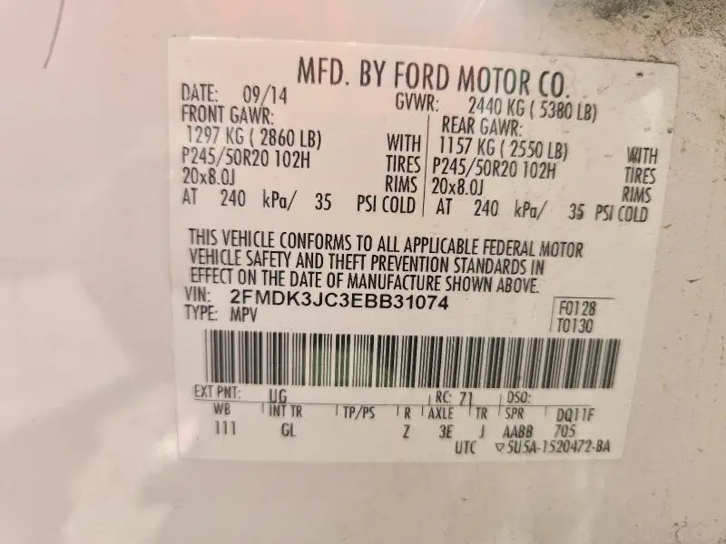 2014 FORD EDGE SEL  