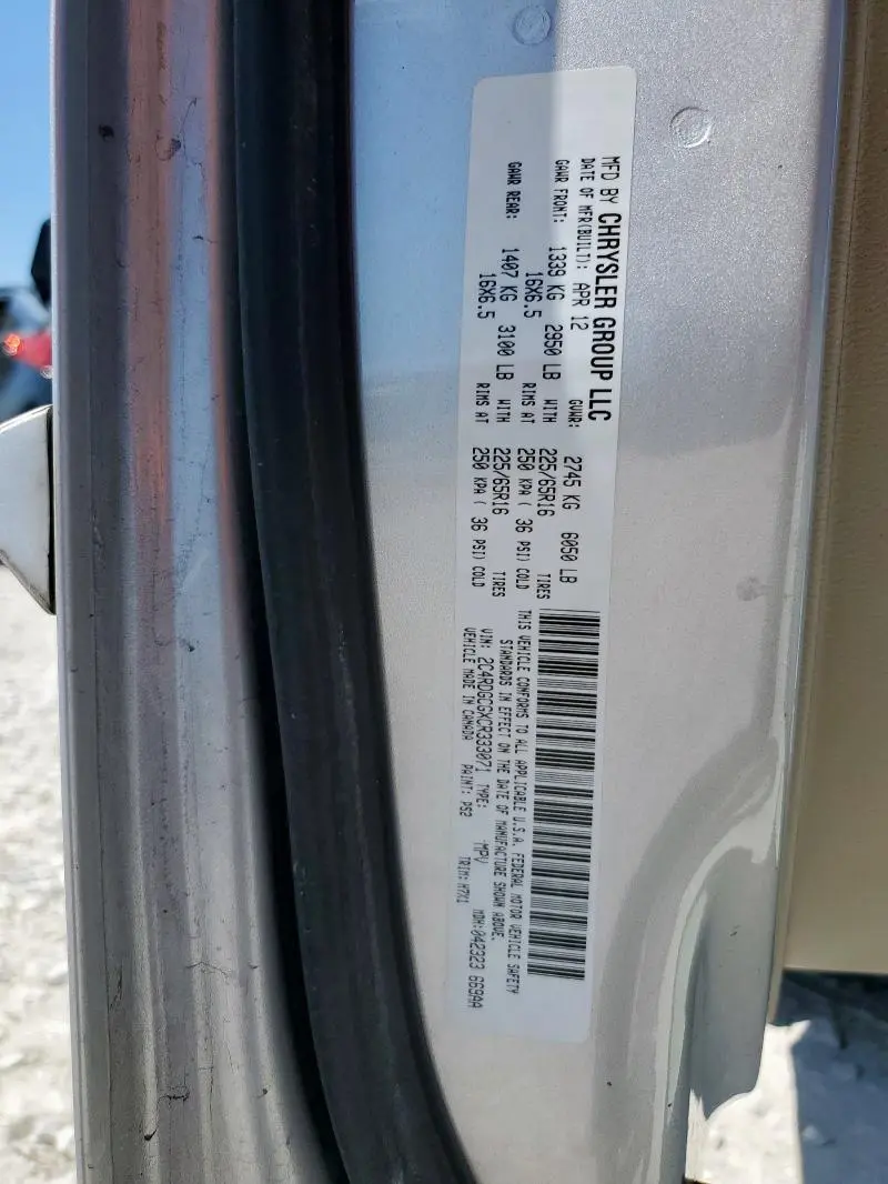 2012 DODGE GRAND CARAVAN SXT  