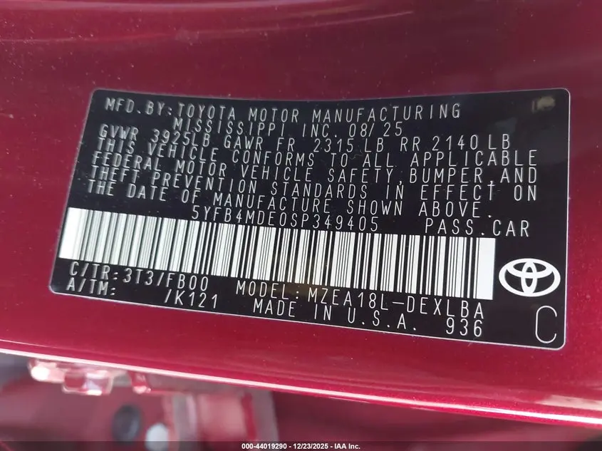 2025 TOYOTA COROLLA LE