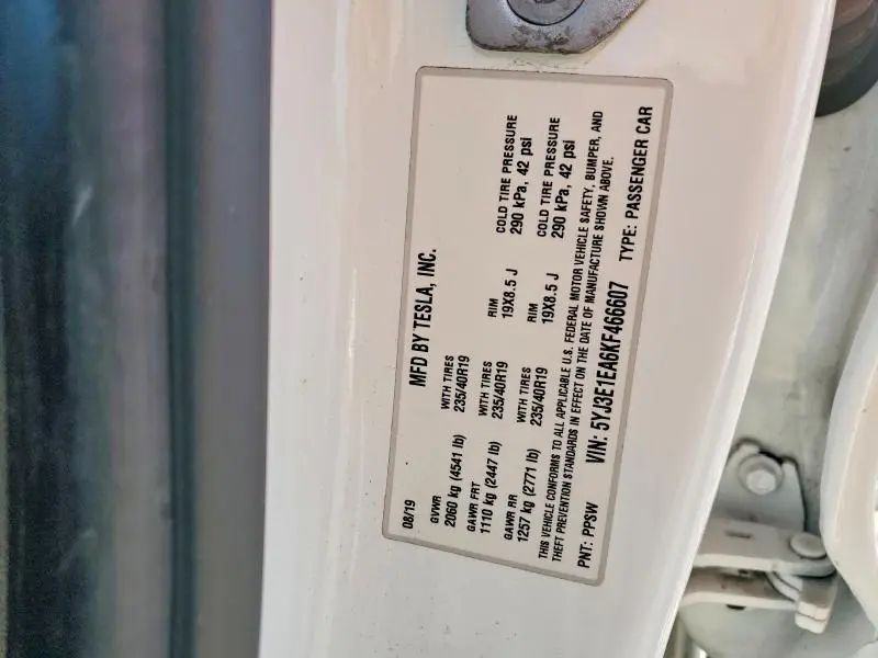 2019 TESLA MODEL 3   