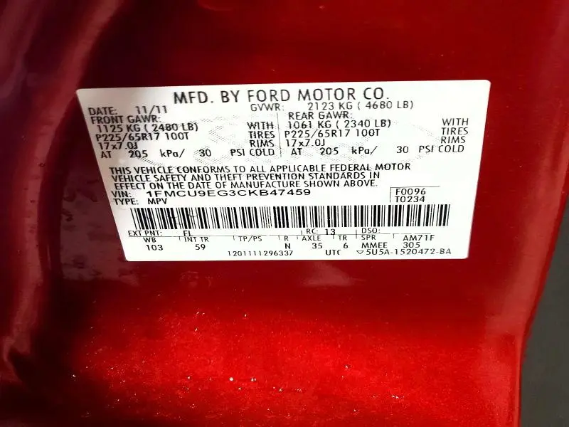 2012 FORD ESCAPE LIMITED  