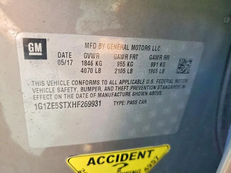 2017 CHEVROLET MALIBU LT  