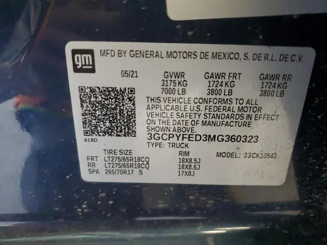 2021 CHEVROLET SILVERADO K1500 LT TRAIL BOSS  