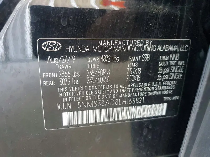 2020 HYUNDAI SANTA FE SEL  