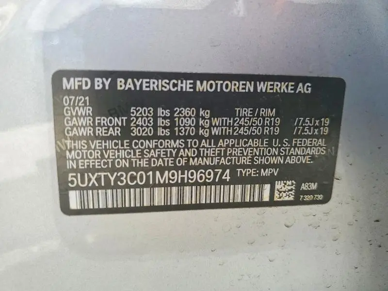 2021 BMW X3 SDRIVE30I  