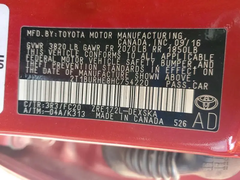 2017 TOYOTA COROLLA SE  