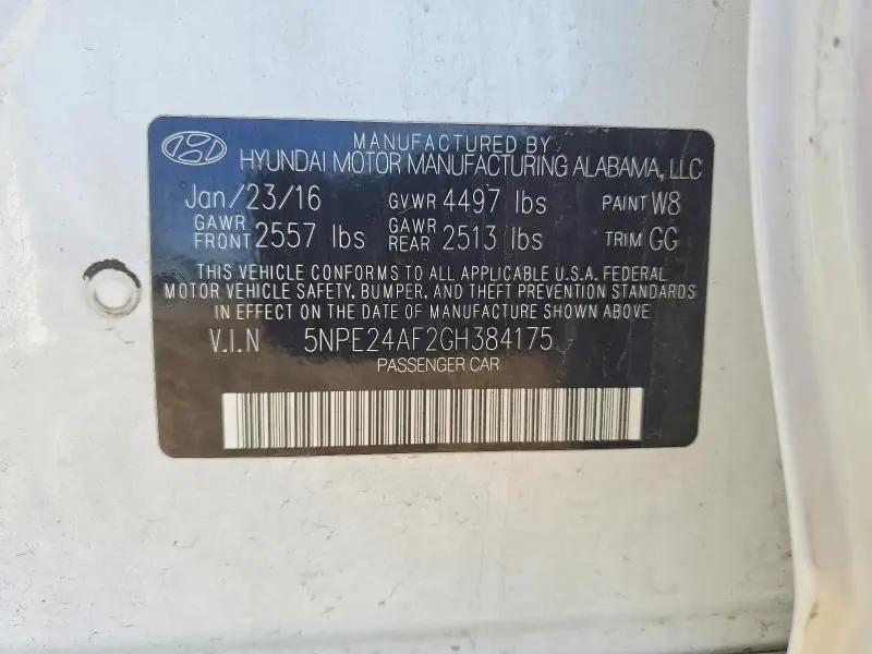 2016 HYUNDAI SONATA SE  