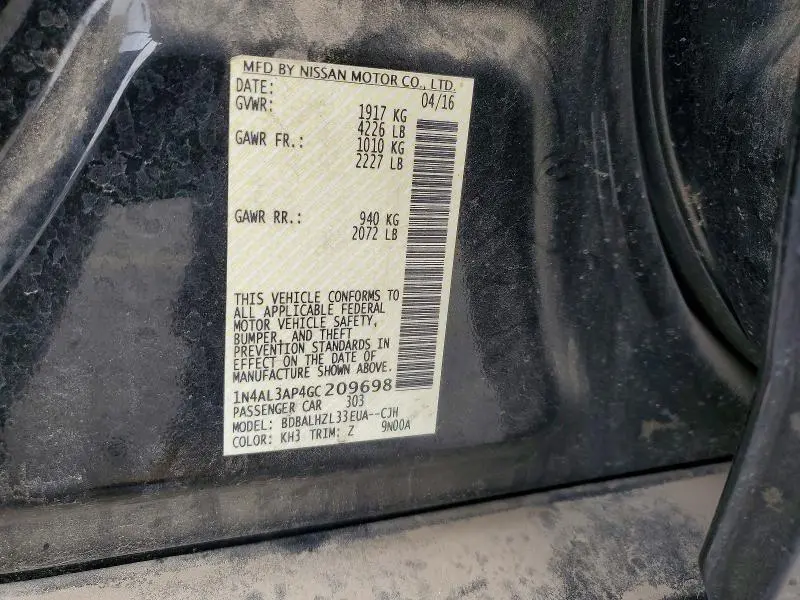 2016 NISSAN ALTIMA 2.5 SR  