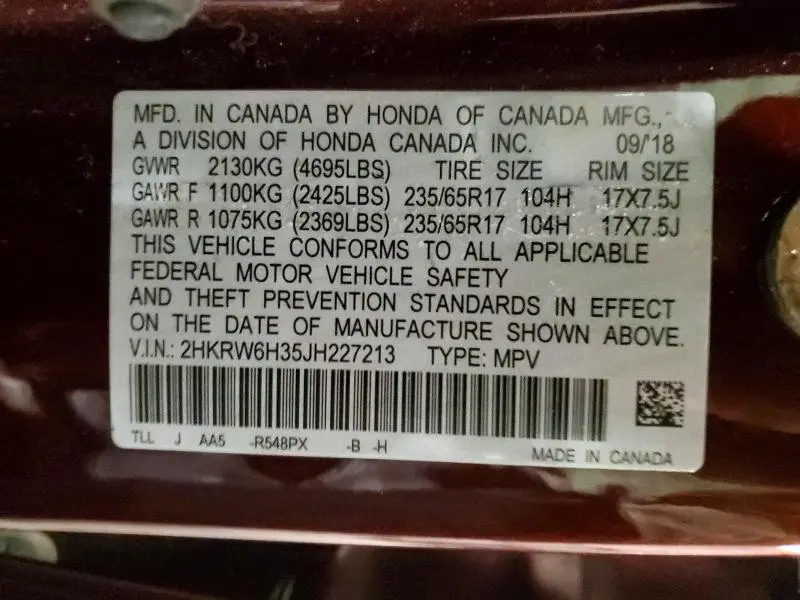 2018 HONDA CR-V   
