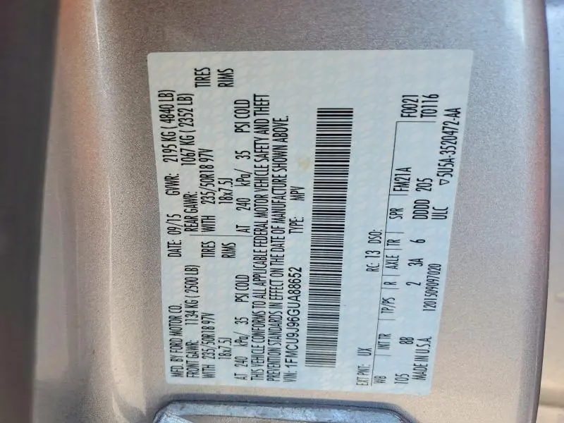 2016 FORD ESCAPE TITANIUM  