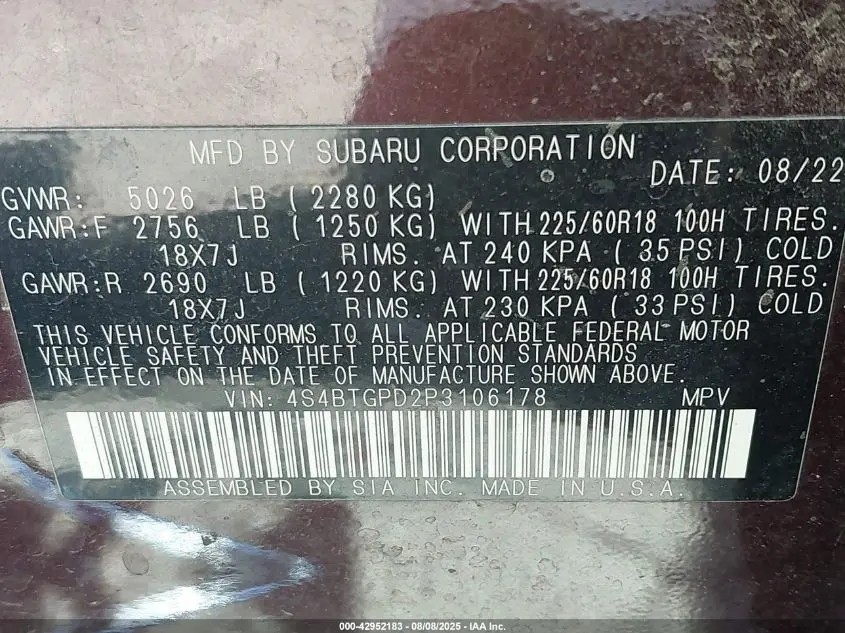 2023 SUBARU OUTBACK TOURING XT