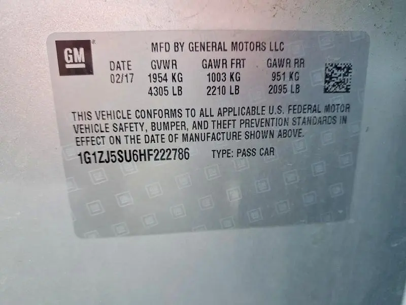 2017 CHEVROLET MALIBU HYBRID  