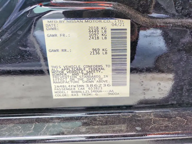 2021 NISSAN ALTIMA PLATINUM  