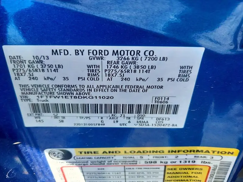 2013 FORD F150 SUPERCREW  