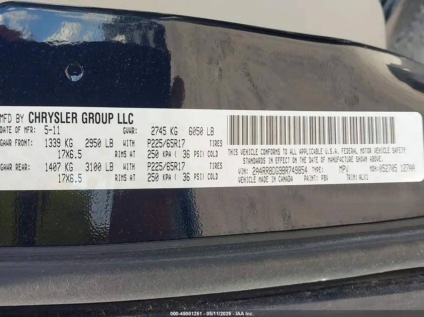 2011 CHRYSLER TOWN & COUNTRY TOURING-L
