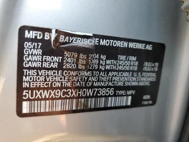 2017 BMW X3 XDRIVE28I  