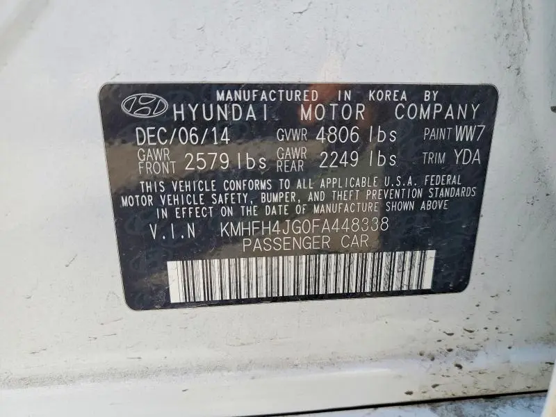 2015 HYUNDAI AZERA LIMITED  