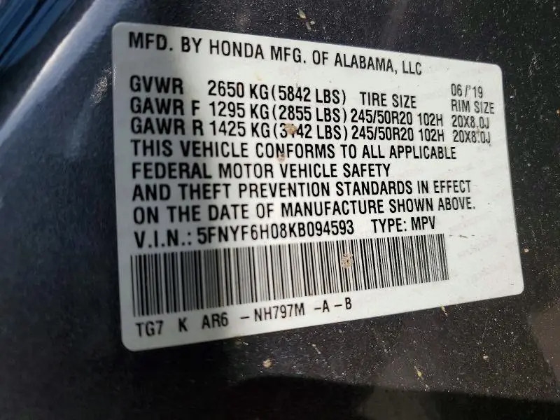 2019 HONDA PILOT ELITE  