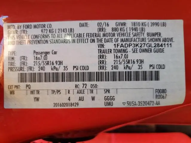 2016 FORD FOCUS SE  