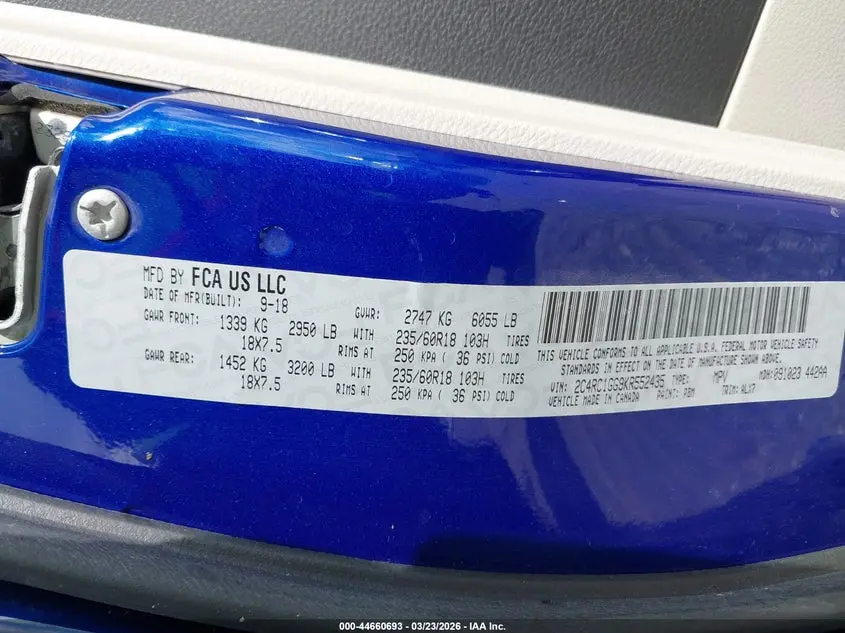 2019 CHRYSLER PACIFICA LIMITED