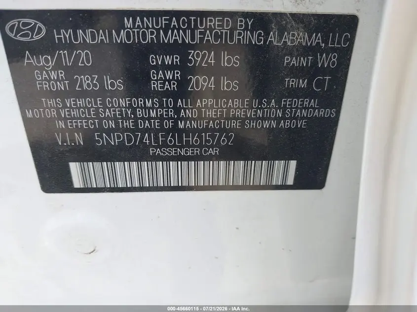 2020 HYUNDAI ELANTRA SE