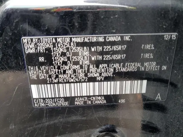 2016 TOYOTA RAV4 XLE  