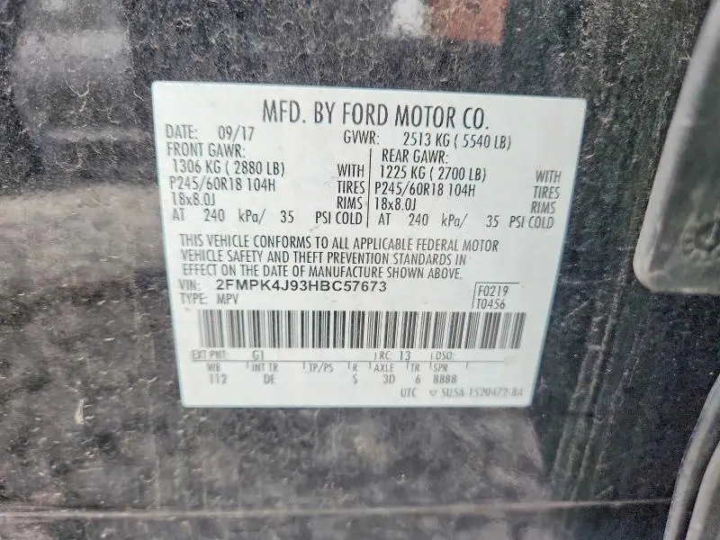 2017 FORD EDGE SEL   