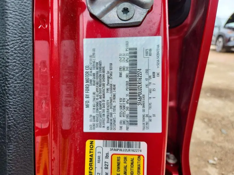 2020 FORD FUSION SE  