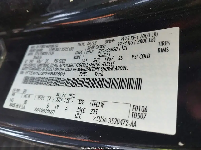 2015 FORD F-150 PLATINUM