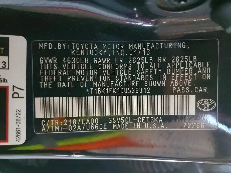 2013 TOYOTA CAMRY SE  