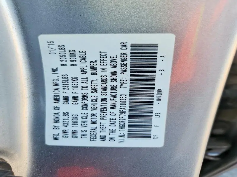 2015 HONDA ACCORD EX  
