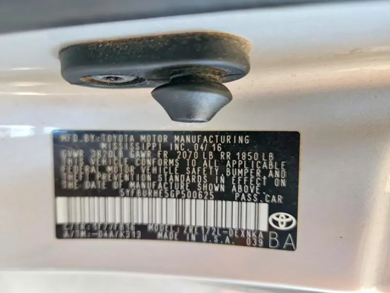 2016 TOYOTA COROLLA LE  