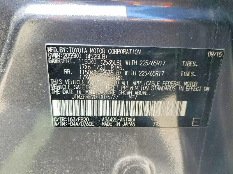 2015 TOYOTA RAV4 LE  