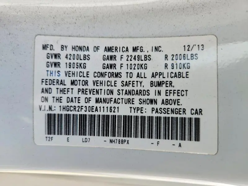 2014 HONDA ACCORD LX  