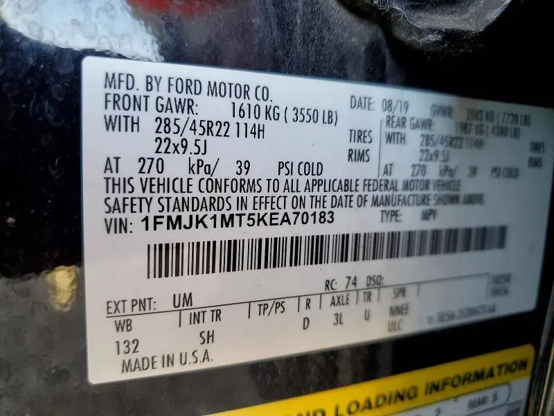 2019 FORD EXPEDITION MAX PLATINUM  