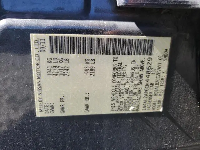 2012 NISSAN ALTIMA BASE  