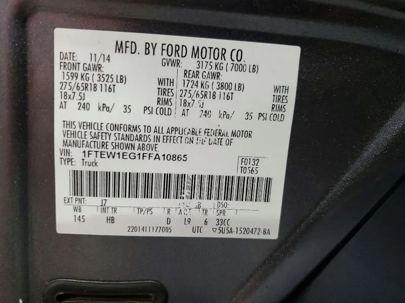 2015 FORD F150 SUPERCREW  