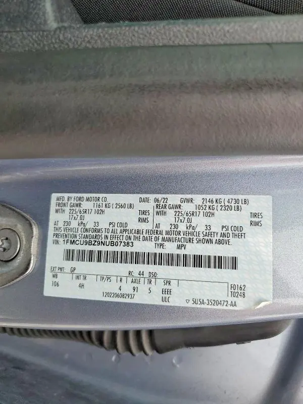 2022 FORD ESCAPE SE  