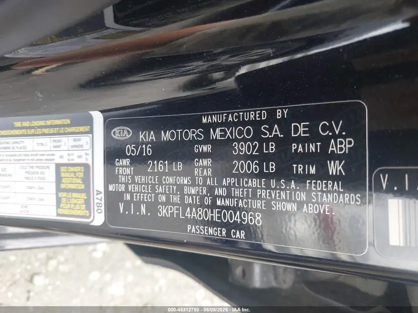 2017 KIA FORTE EX