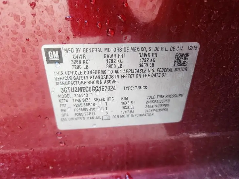 2016 GMC SIERRA K1500 SLE  