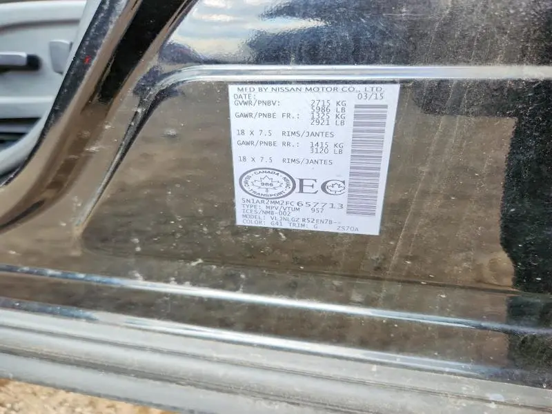 2015 NISSAN PATHFINDER S/SV/SL/PLATINUM  