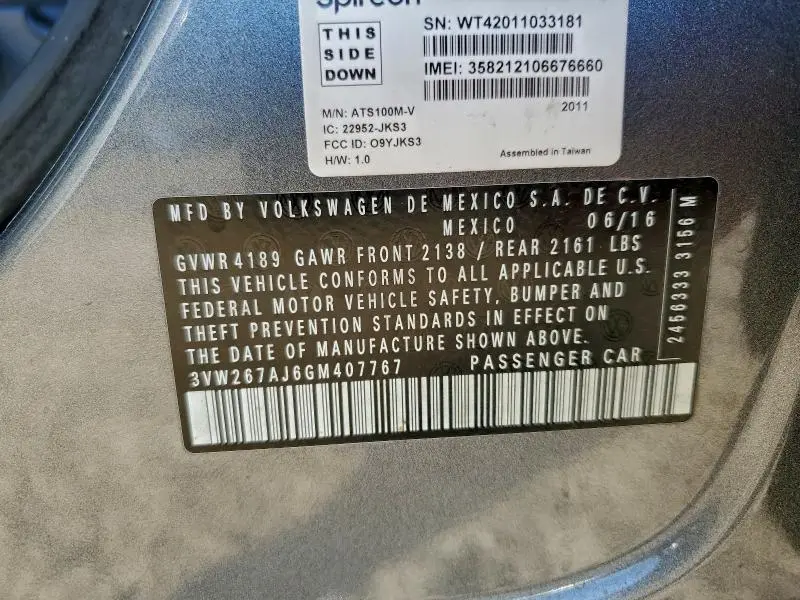 2016 VOLKSWAGEN JETTA S  