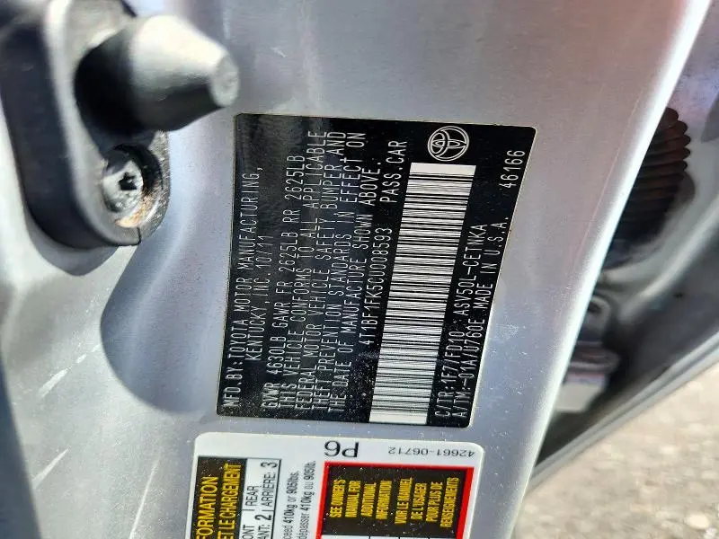 2012 TOYOTA CAMRY L  