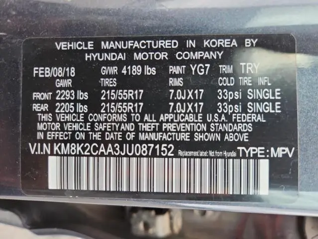 2018 HYUNDAI KONA SEL  