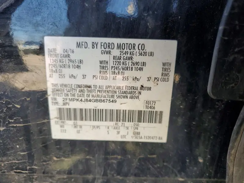 2016 FORD EDGE SEL  