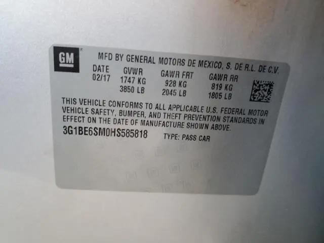 2017 CHEVROLET CRUZE LT  