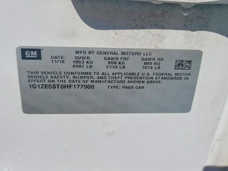 2017 CHEVROLET MALIBU LT  