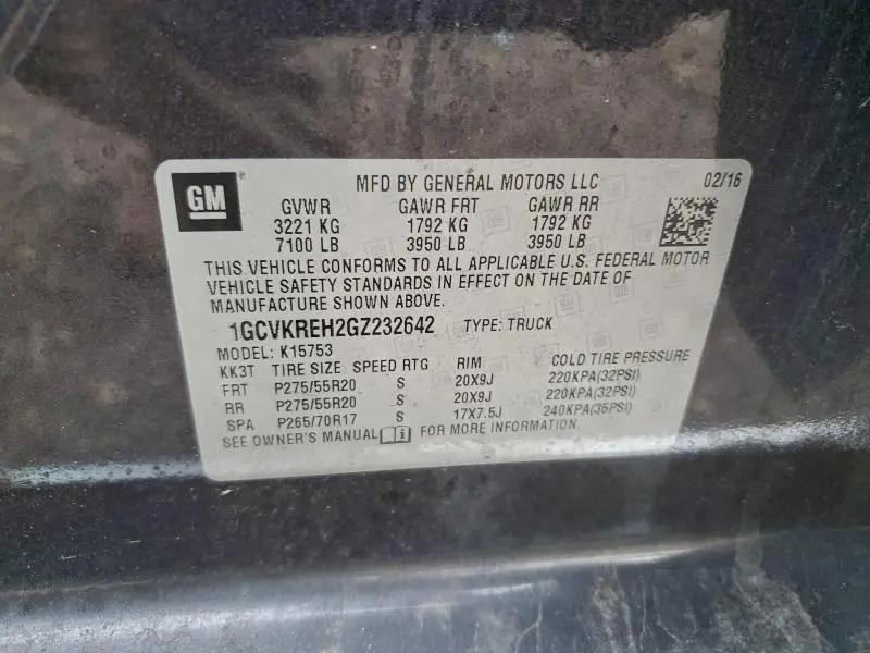 2016 CHEVROLET SILVERADO K1500 LT  